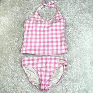 Lilly Pulitzer Pink White Gingham Tankini & bottom Set Womens 6 Vintage